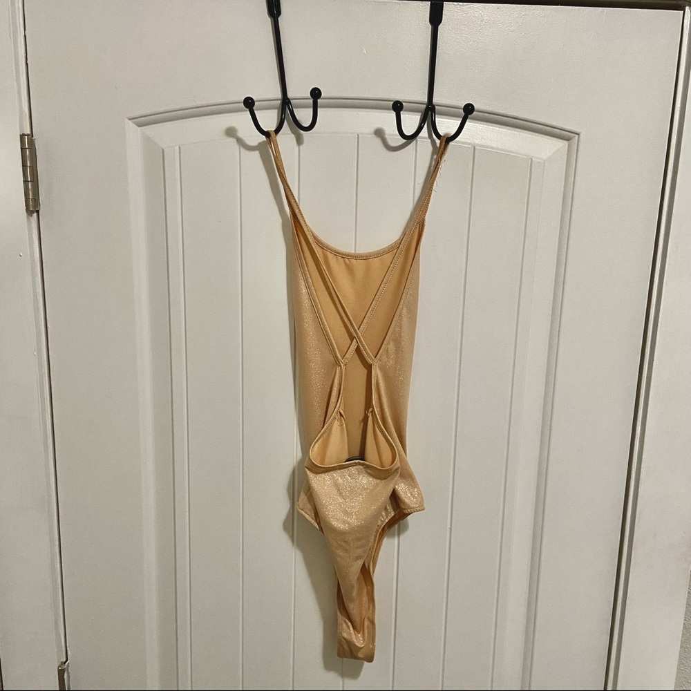 Forever 21 Gold Metallic Spaghetti-strap Bodysuit Good Condition